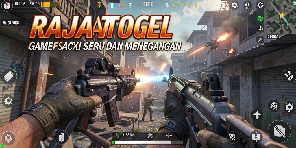Screenshot utama menunjukkan aksi mendebarkan di permainan FPS.