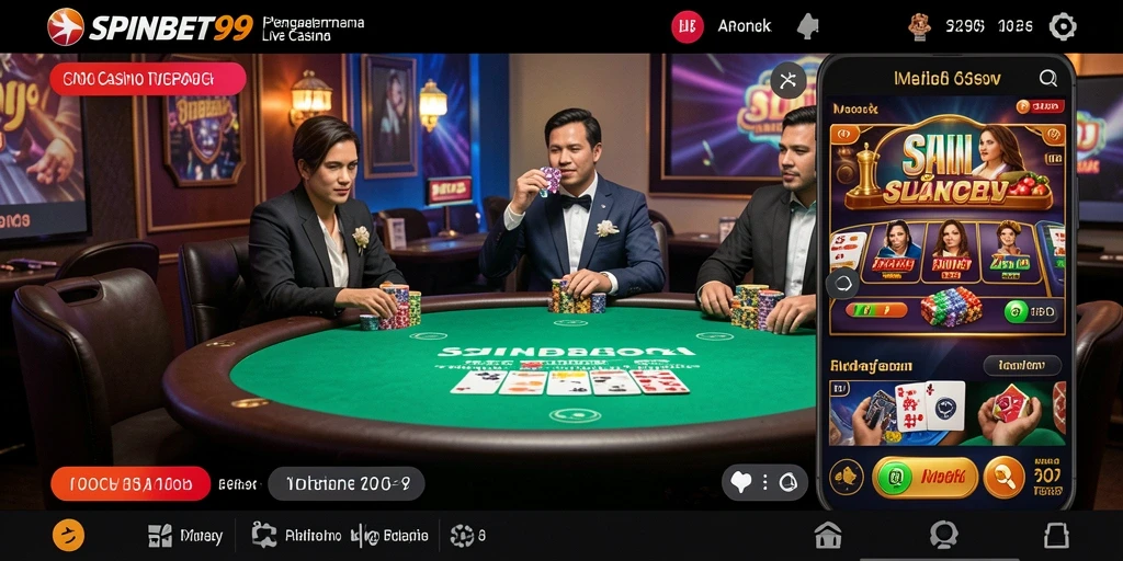 Tampilan menarik dari gameplay Live Casino SPINBET99 dengan dealer langsung.